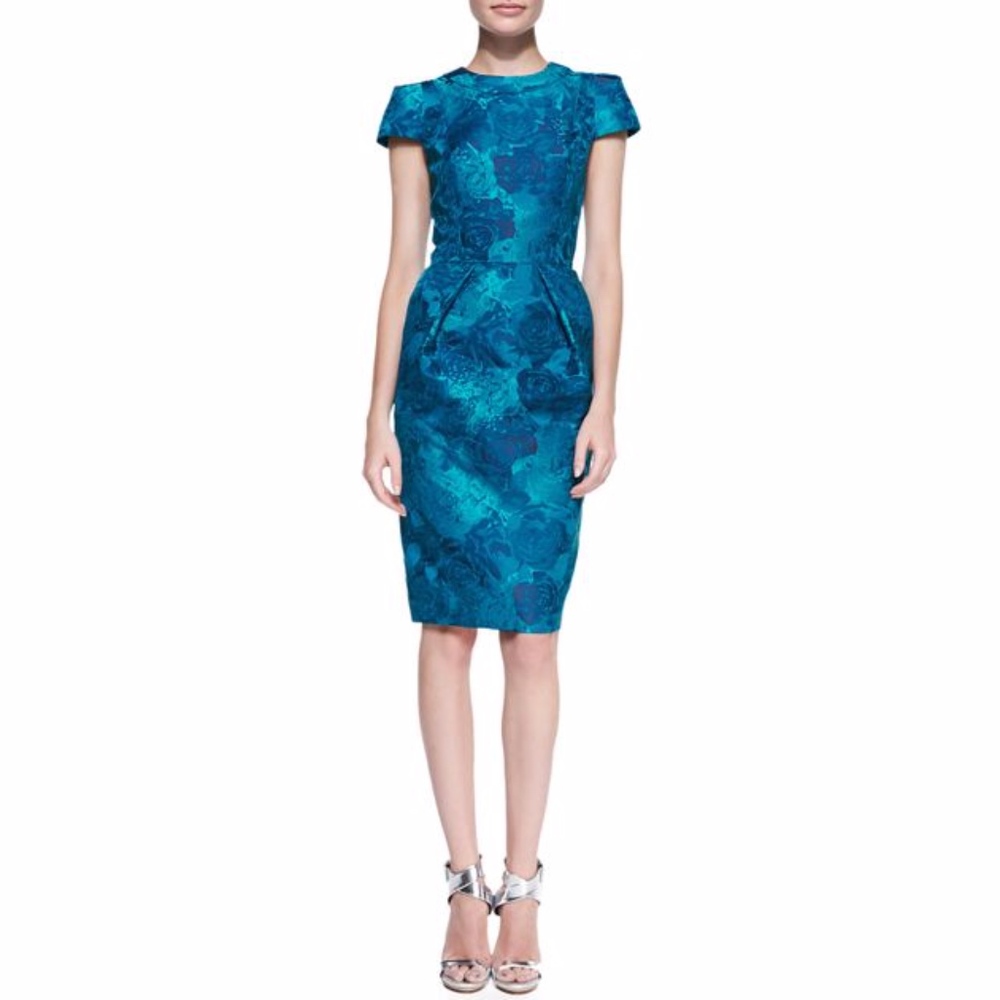 Teal Carmen Marc Valvo Cocktail Dress - 8